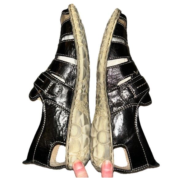 Josef Seibel‎ Ida Black Sandals Loafers Womens Sz US 6.5 EU 37 Leather Fisherman - Picture 8 of 12